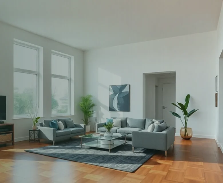 modern walnut wood flooring in bright spacious apartment (1)